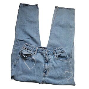 Hollister Ultra High Rise Dad Jean Vintage Stretch Heart Pattern Size 27R Boho
